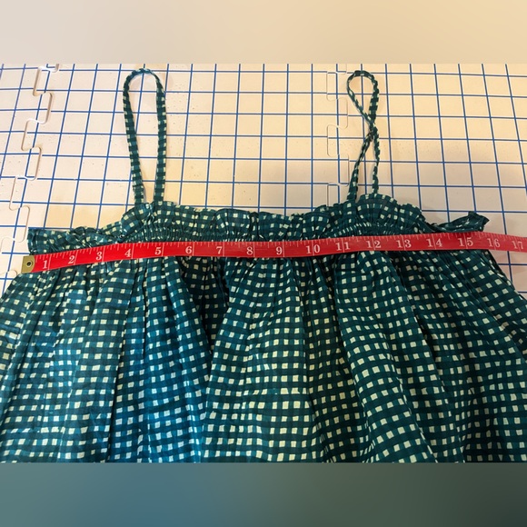 Apiece Apart Sanna green & white gingham seersucker cami flounce crop top, Small - Picture 4 of 8